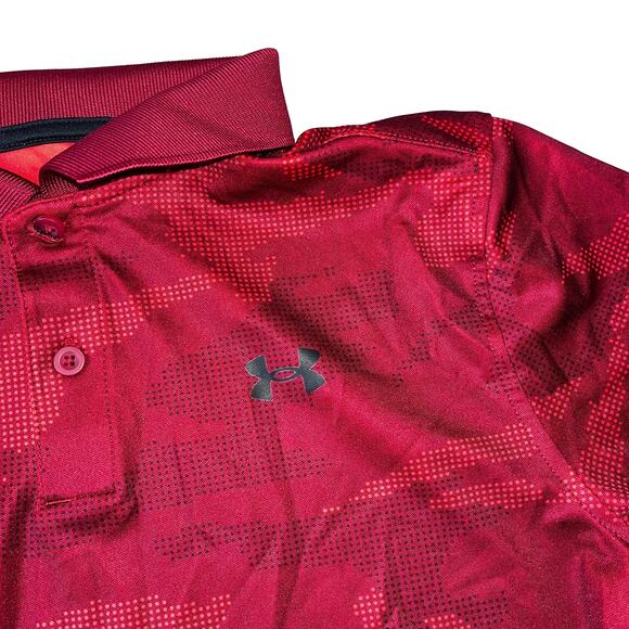 Under Armour Boy's LG Red Camouflage Print Polo Shirt - Picture 2 of 5